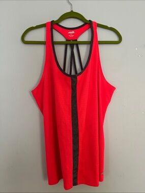 Avia Women’s Neon Pink Racerback Tank with Black Center Stripe